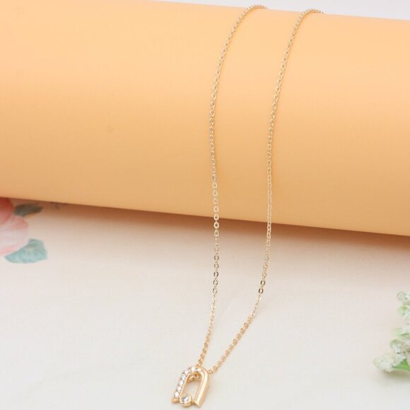 Elegant Rose Gold Necklace with Crystal Charm Chain, XPNL0410 - Picture 6 of 12